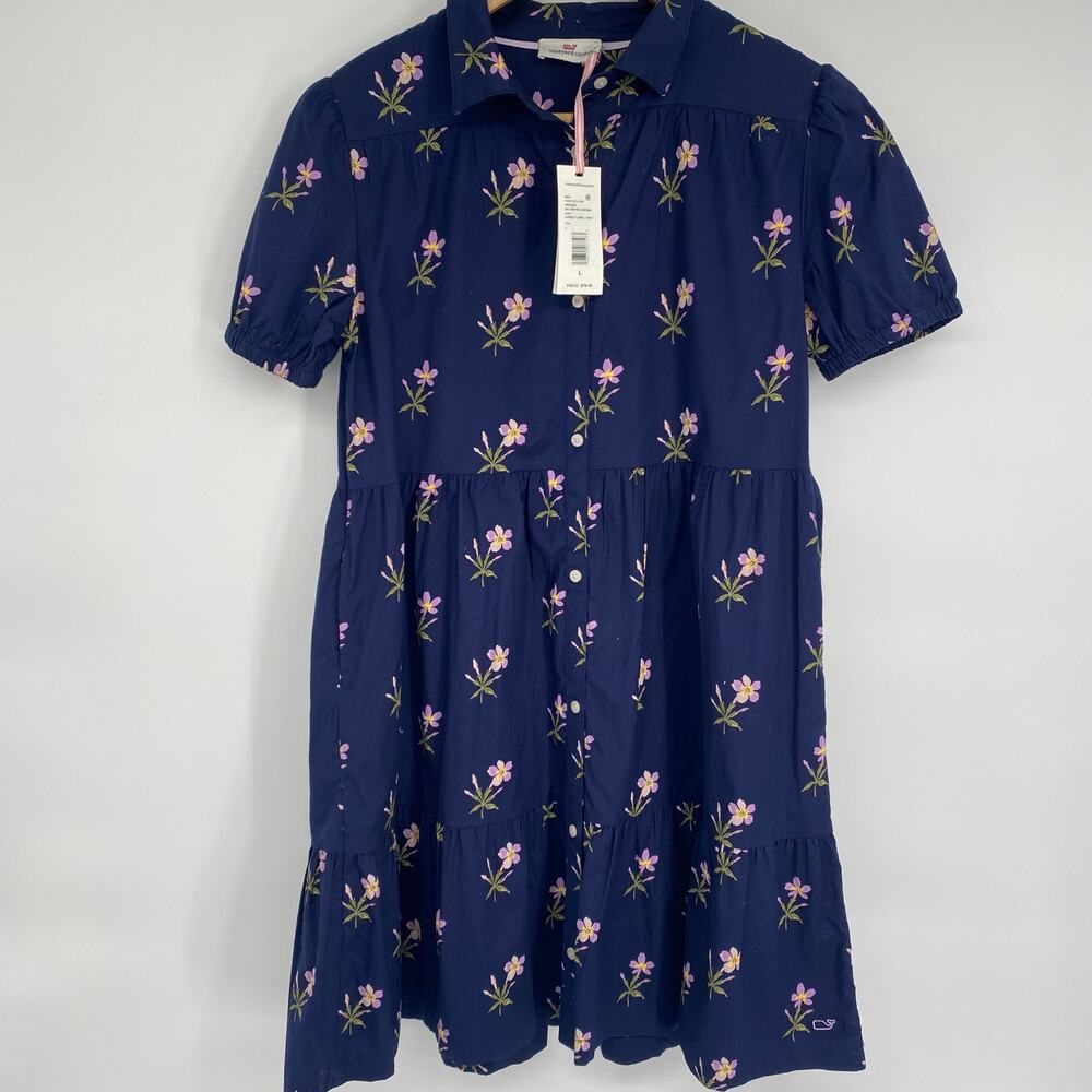 Vineyard Vines‎ Shirt Dress Girls Large Tiered Poplin Audrey Floral Preppy